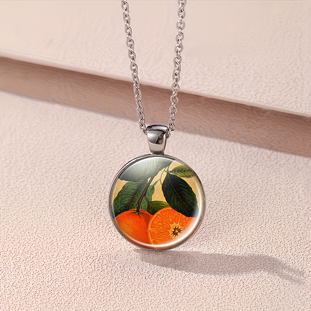 4pcs Set White Jewelry Set, Vibrant Fruit & Leaf Patterns